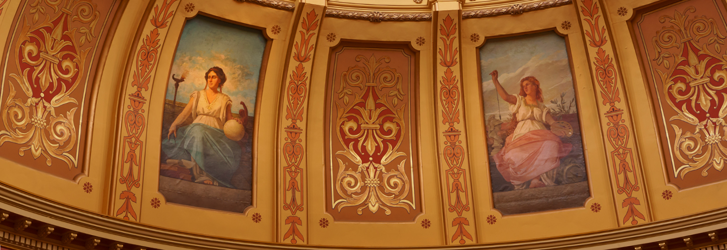 Close up of Education Muse painted on the interior of the Capitol dome in Lansing, Mi