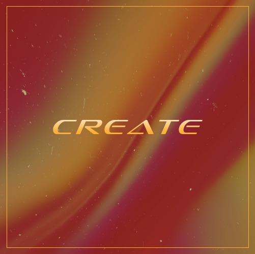 "Create" text over orange space background